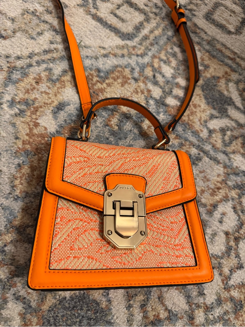Orange Top-Handle Crossbody Bag with Gold Hardware Aldo
